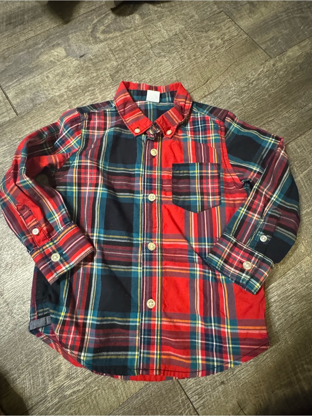GAP Red & Navy Plaid Button-Down Shirt for Kids
